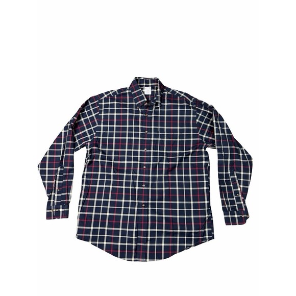 Brooks Brothers 346 Non Iron Button Shirt L Blue Plaid Long Sleeve Cotton NWOT - Picture 2 of 8